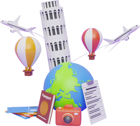 Tourism and travel plan to trip 3D Illustration