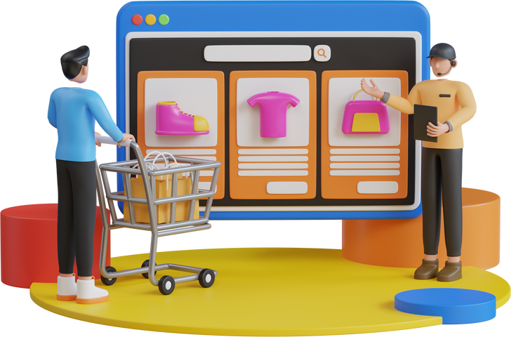 3D Illustration of Live Commerce, E-commerce and Online Selling