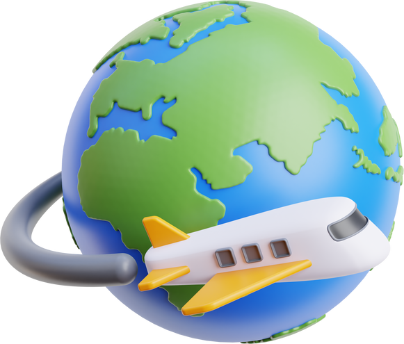 Traveling Plane 3D Illustration