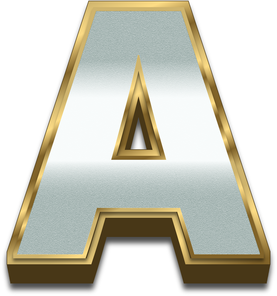 3D Gold Silver Gradient Alphabet Letter A