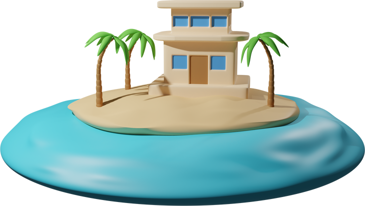 resort on beach 3d illustration