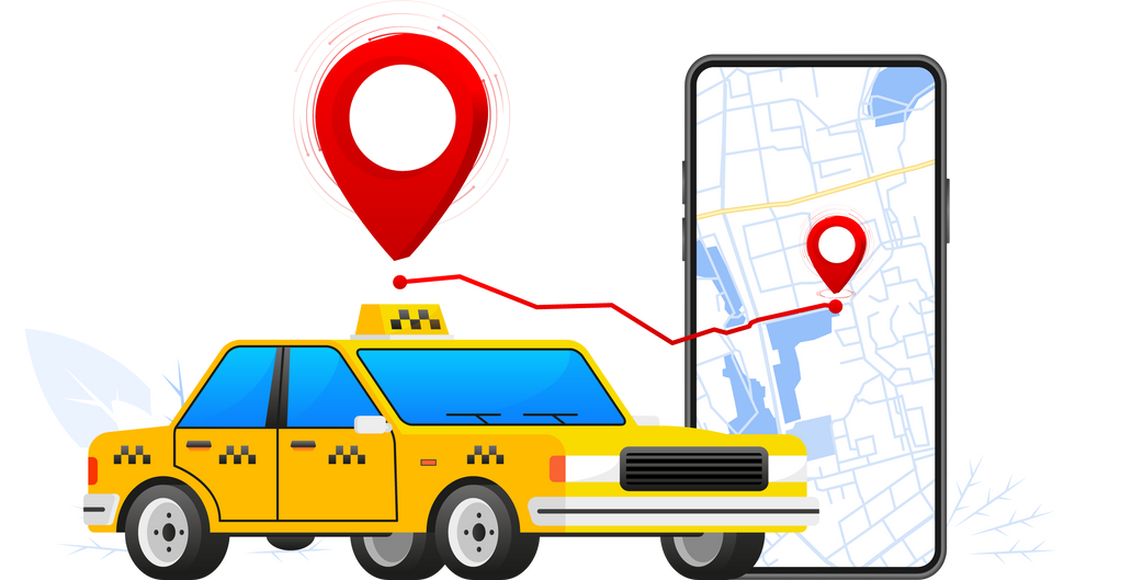 Taxi mobile application. Taxi service. Order online. Vector stock illustration.