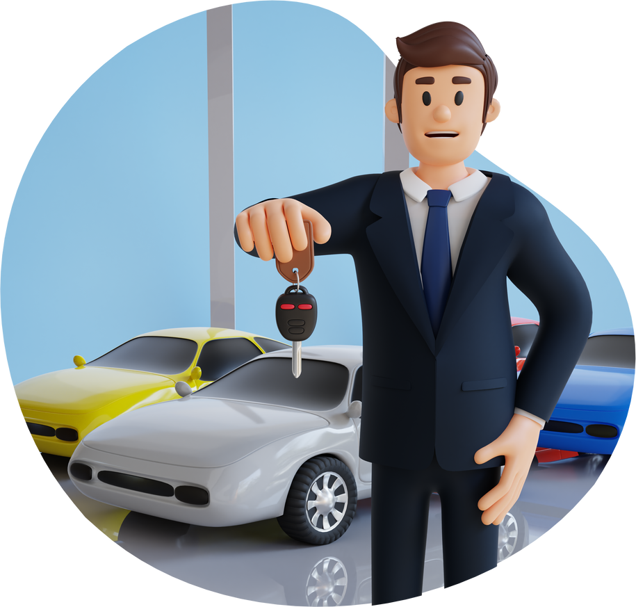 businessman giving a car key 3d character illustration