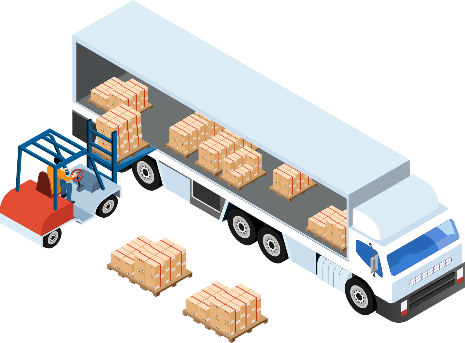 Forklift Loading Pallet Boxes into Truck