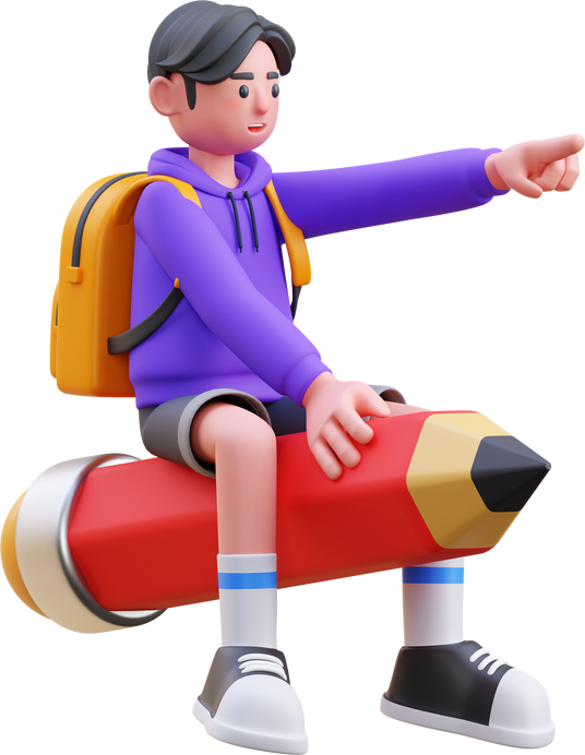 Boy Riding Pencil 3D Character