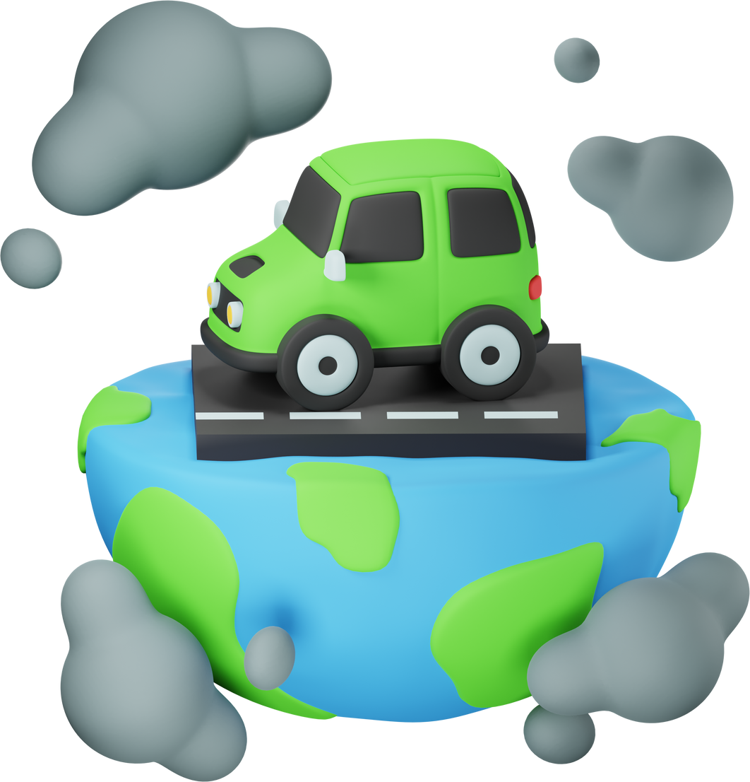 vehicle pollution 3d illustration