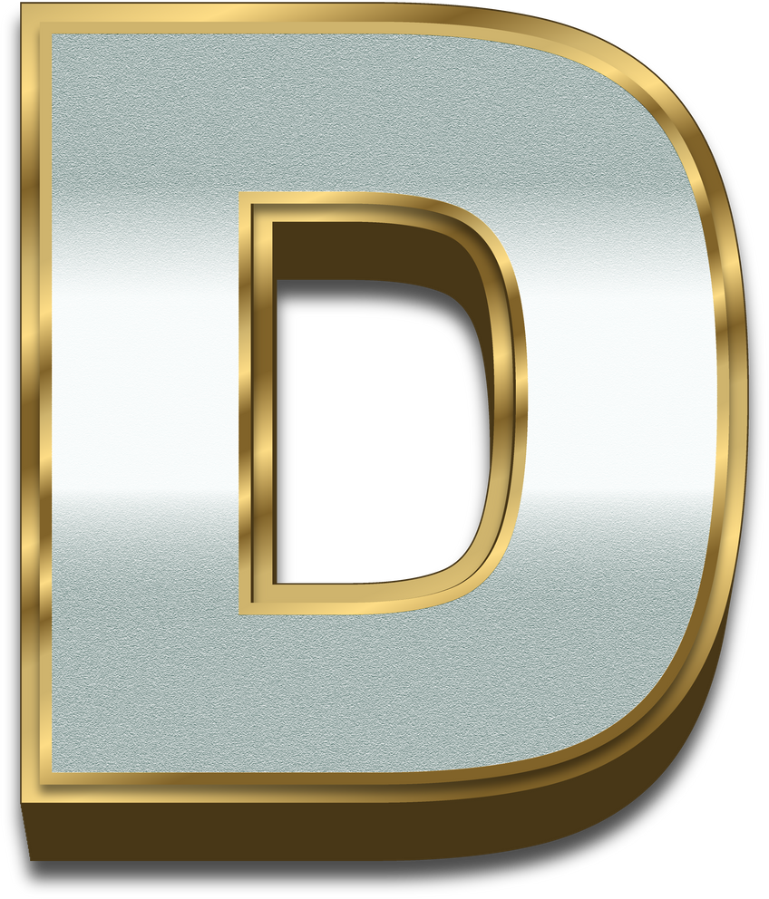 3D Gold Silver Gradient Alphabet Letter D