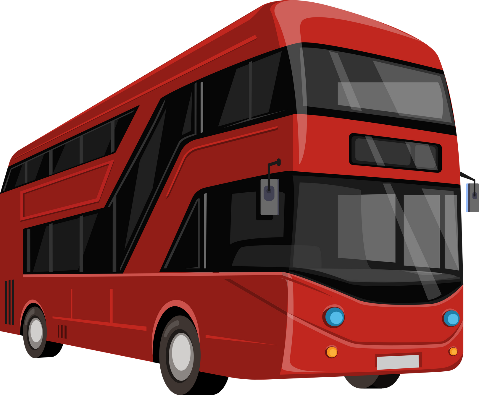 Red double decker bus city transportation cartoon illustration